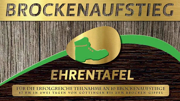 Ehrentafel für 10 erfolgreiche Brockenaufstiege